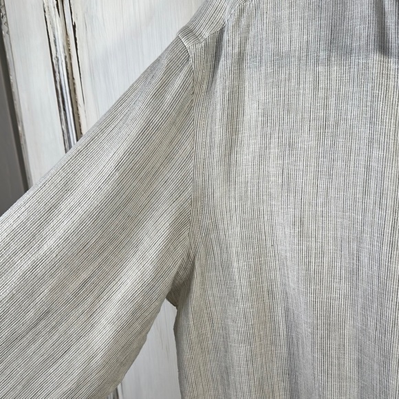 Men's Joseph Abboud Classic Micro Striped Cotton Linen Blend Long Sleeve Shirt - Picture 5 of 12